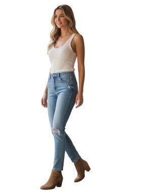 Frame Denim Double Fray Hem Le High Skinny Jeans in Daze